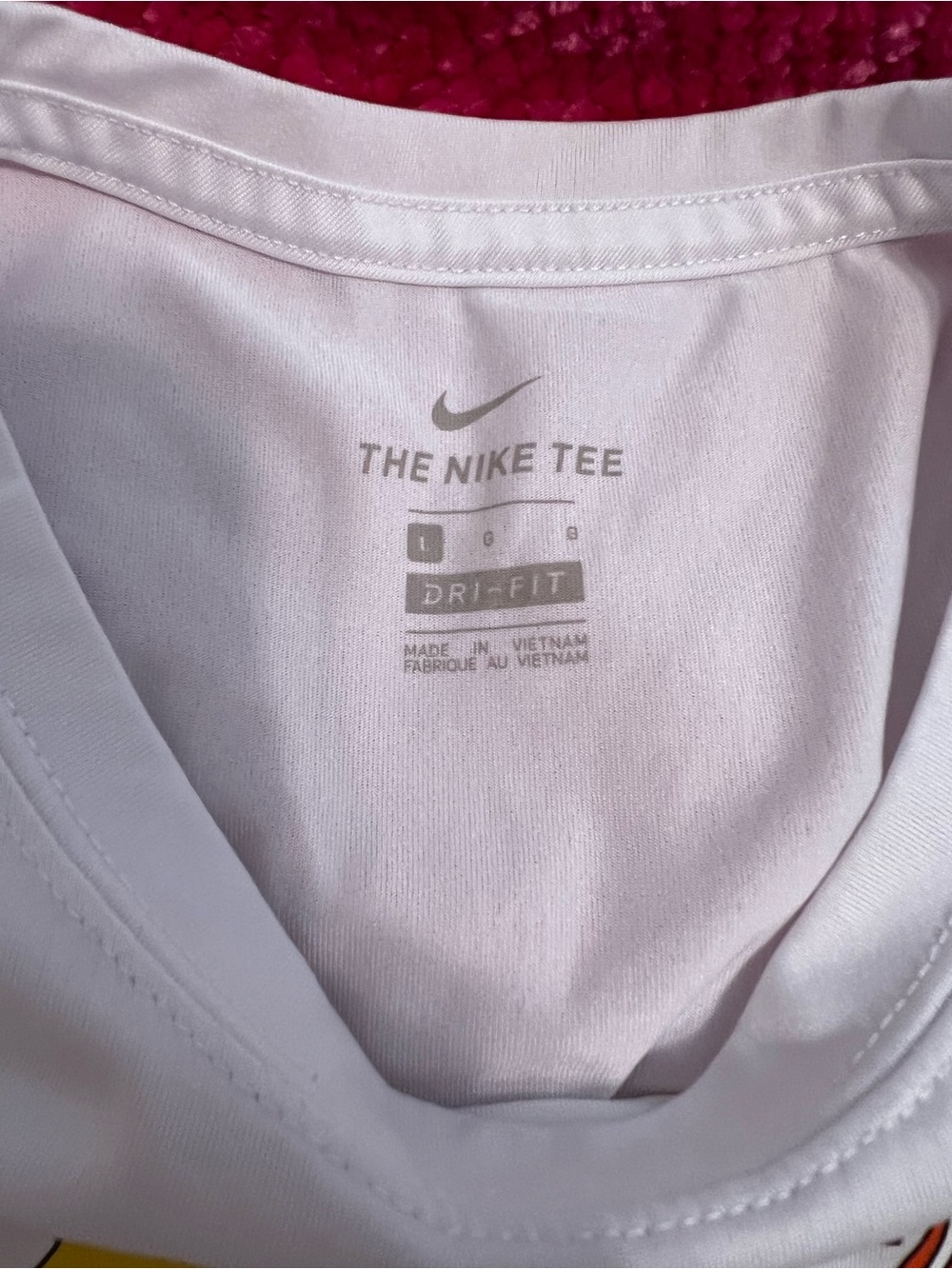 Nike White Kids' Graphic 'Just Do It' Dri-Fit Tee with Multicolor Letters size L - Picture 2 of 6